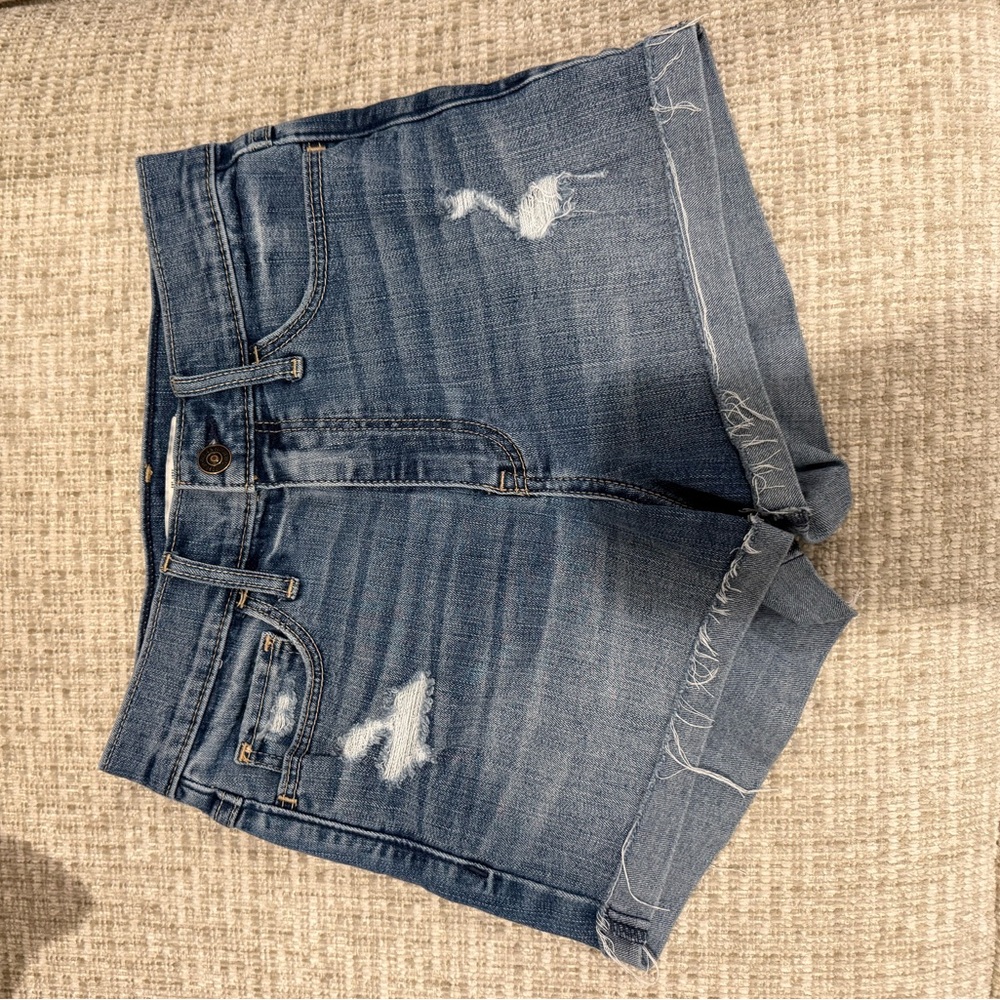 Abercrombie & Fitch Distressed Blue Jean Shorts